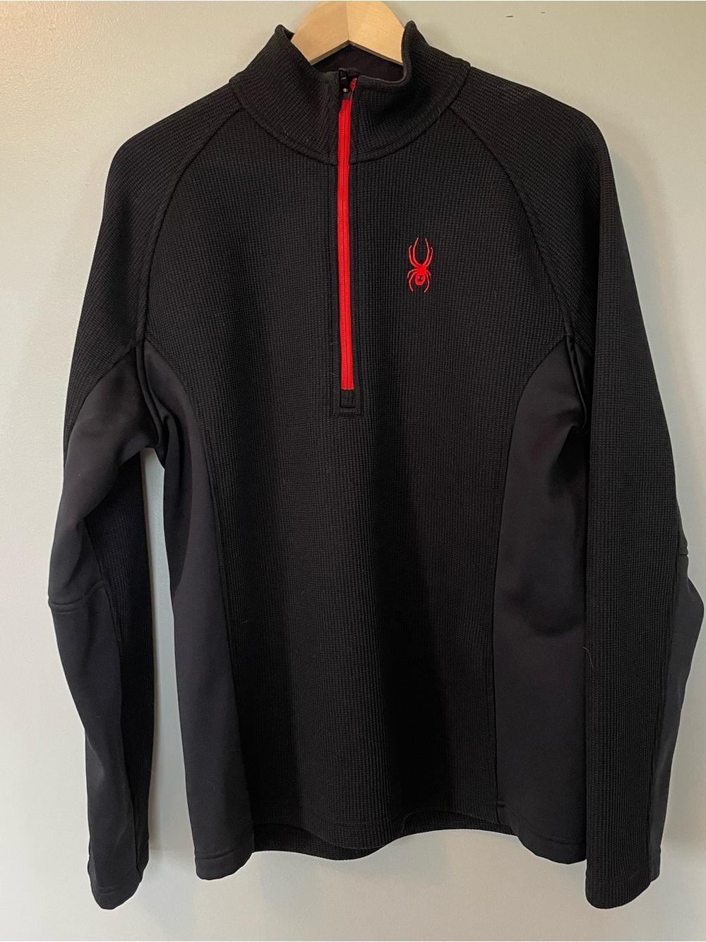 Spyder Black Quarter Zip Sweater with Red Zip and Logo